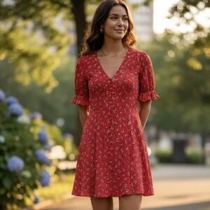 Madewell Floral Red Dress